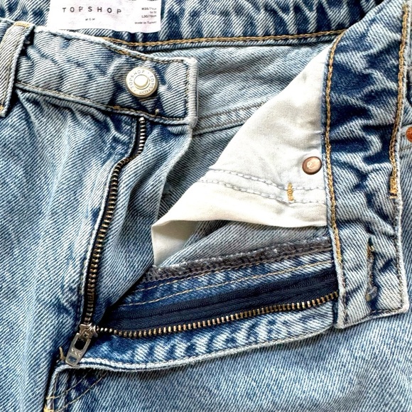 Topshop MOM Blue Denim Jeans Straight Distressed Ripped Size w28 - Picture 3 of 7